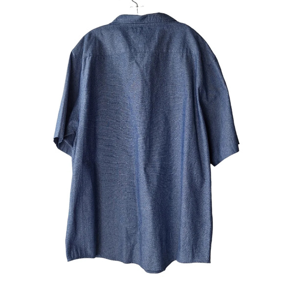 Linea Uomo Men 3X Cotton Blue Chambray Short Sleeve Button Down Shirt Pockets - Picture 2 of 10